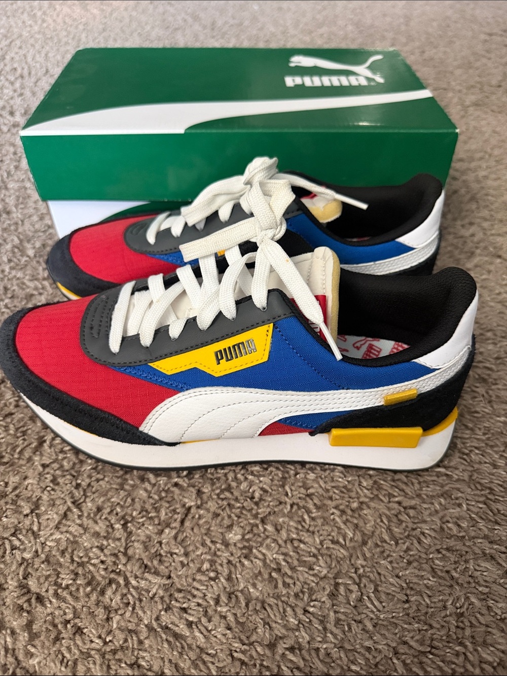 Puma Kids Retro Colorblock Sneakers in Red, Blue, Yellow, White, Black